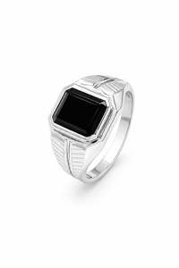 <b>Black</b> Onyx <b>Stone</b> <b>Ring</b> in 925 Sterling <b>Silver</b> KLSR12402 - Product Image 1