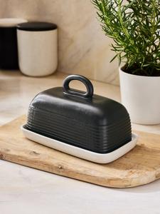 Pot à beurre de style vintage avec couvercle à poignée arquée, étiquette de beurre imprimée, plateau de service rectangulaire, élégant récipient à beurre pour la cuisine - Product Image 6