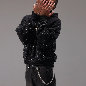 Top Trending Breathable <b>Rhinestone</b> <b>Hoodies</b> For Men Best Clothing Manufacturers Custom Streetwear Men Pullover Hoodie - Product Image 2