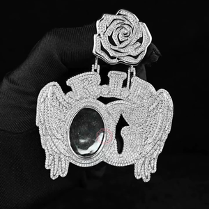Colgantes y Dijes de Joyería Fina Estilo Punk RIP OG, Rectangulares, con Zirconia, Oro y Plata, con Piedras Grandes, Iced Out, Forma Cuadrada, de Moda - Product Image 2