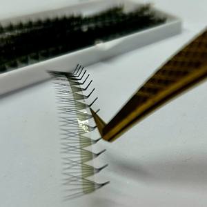 Extensiones de Pestañas Premade Ultra Rápidas de Pelo Sintético Hechas a Mano, Mix de Longitudes CC/DD/L/M, Curvatura Natural, Base Larga y Puntiaguda, Negro Mate - Product Image 3