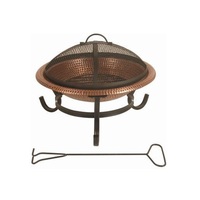 Brasero extérieur portable en cuivre et fer au design moderne avec dôme rétractable pour terrasse, fêtes et restaurants