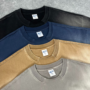T-shirt Homme Oversize en Coton Effet Vieilli et Déchiré, Coupe Ample, Style Streetwear, Décontracté, Vintage, Basique, Été, Logo Personnalisable - Product Image 5
