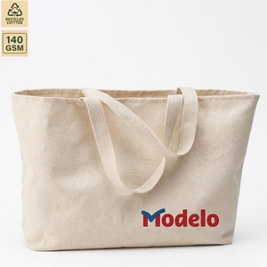 กระเป๋าผ้าแคนวาสพิมพ์โลโก้ตามสั่ง 140 GSM ฐานผ้าโพลีคอตตอน ขนาด 43x43x25 ซม. ทั้งสองด้าน ขายส่ง กระเป๋าช้อปปิ้งสำหรับโปรโมชั่น - Product Image 1