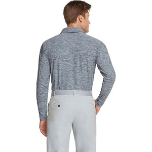 Polo en tricot à manches longues pour homme, gris uni, respirant, vêtements décontractés, haute qualité, logo brodé personnalisé - Product Image 4