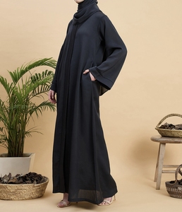 New Style Modest Abaya Robe Islamic Clothing Front Open Muslim Women Long Dress Polyester floral V Neck - Product Image 3