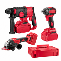 Ensemble d'outils sans fil rouge BOLIU 3 pièces, perceuse électrique portable, marteau, clé à chocs, moteur sans balais, batterie au lithium 21V, OEM/ODM