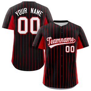 Maillot de baseball personnalisé noir et rouge, uniforme d'équipe boutonné, chemise de baseball personnalisée pour jeunes et adultes, fabricant OEM - Product Image 3