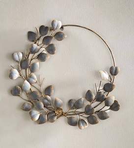 Décoration murale en feuille d'or, art mural en feuille métallique, couronne murale décorative, couronne en métal doré, anneau décoratif mural rond, décoration murale de luxe - Product Image 5