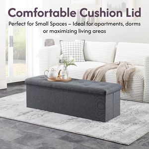 Panca Contenitore Pieghevole con Coperchio Ribaltabile, Panca Contenitore per Fondo Letto, per Soggiorno e Camera da Letto, Comodo Poggiapiedi - Product Image 4