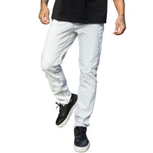 Jeans pour hommes OEM style streetwear en nylon et coton, coupe bootcut, déchirés, extensibles, avec rivets et boutons, pour l'hiver, style hip-hop décontracté - Product Image 2
