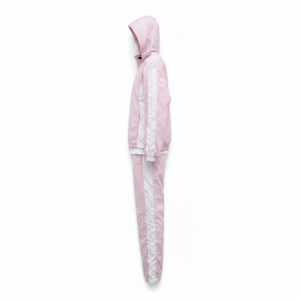 ADH Brand Unisex <b>Pink</b> <b>Tracksuit</b> <b>Set</b> Hooded Full Zip Sporty Design Breathable Polyester Two Piece Spring Wear - Product Image 2