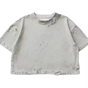 Camisetas de streetwear de gran gramaje con logo personalizado, estilo vintage lavado, para hombre, cortas, oversize, desgastadas, al por mayor - Product Image 6