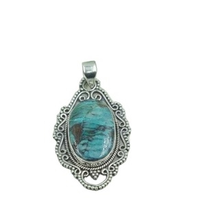Chrysocolla <b>Pendant</b> 925 Sterling Silver Design <b>Pendant</b> <b>Large</b> Stone Statement <b>Pendant</b> <b>Necklace</b> for Women Chrysocolla Gift - Product Image 1