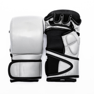 Gants de combat MMA rouges à demi-doigts en PU, imperméables, respirants, anti-humidité, légers, ajustables, OEM - Product Image 6