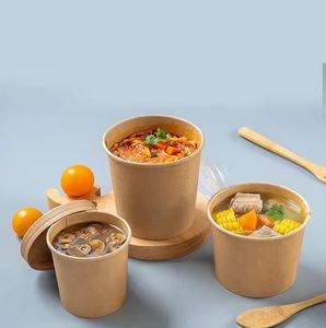 Tazón de sopa de papel kraft de 9 oz para llevar, comida rápida, reparto a domicilio, restaurante, resistente al agua - Product Image 2