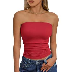 FOXA 2025 Queen mujeres lindas camisetas de tubo de verano sin tirantes fruncido espalda descubierta sin mangas Bandeau Y2K ropa XS tamaño transpirable - Product Image 1