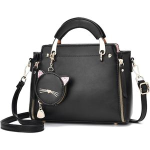 Bolso Tote de Mujer en Cuero PU Rosa con Estampado Brillante, Bolso de Hombro con Cremallera y Bolsillo para Monedas con Orejas de Gato - Product Image 2