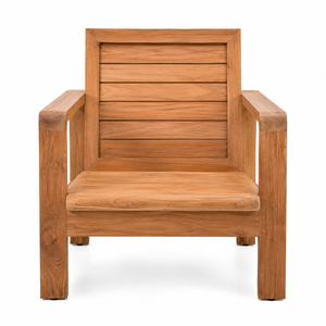 Chaise de jardin contemporaine moderne en teck massif, écologique, imperméable et confortable, avec larges accoudoirs |   Terrasse de resort de luxe - Product Image 1
