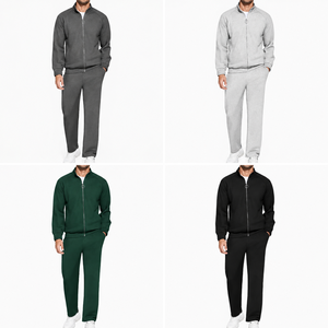 Custom Men's Heavyweight Cotton Fleece Tracksuit Premium Breathable Zipper Hoodie and Jogger Pants Set - Product Image 2