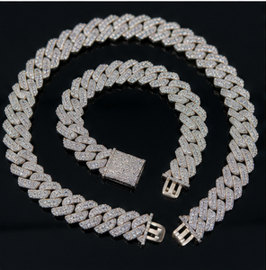 Hiphop Moissanite Men <b>Chain</b> 925 Sterling Silver <b>Iced</b> <b>Out</b> Baguette Diamond VVS Moissanite Cuban <b>Chain</b> Zig Zag Link Necklace - Product Image 1