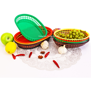 Cesta de Comida Rápida Estilo Americano Ecológica, Cesta de Plástico Ovalada Sólida de PP para Restaurante, Platos y Vajilla Redondos Ovalados FFB - Product Image 1