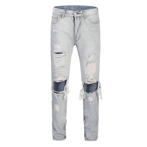 Jean en denim droit pour homme de haute qualité, nouveau style par Twin City, style hip-hop motard, respirant, style urbain, léger, taille ample - Product Image 6