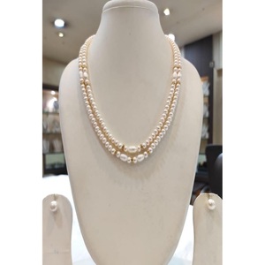 Radiant Premium Quality Imitation Pearl Long Mala Pearls 2 Row Necklace Earring <b>Set</b> Women Girls Weddings Engagements - Product Image 2