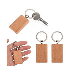 Eco-Friendly Wood <b>Keyring</b> Natural Rectangular Shape Silver <b>Ring</b> Eco-Friendly Material Wood <b>Keyring</b> Hot Sale - Product Image 3
