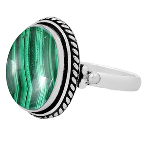 Bague Gourik pour femme en argent sterling 925, style vintage, avec malachite verte, sertie de pierres précieuses, style bohème du Sud-Ouest, pour usage quotidien - Product Image 3