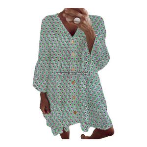 Robe Tunique Décontractée pour Femme, Imprimée à la Main, en Coton Respirant, Motif Floral, Style Ethnique, Printemps-Été - Product Image 2