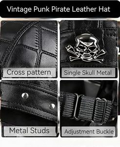 Casquette de motard en cuir pour femme, motif à carreaux foncés, ajustable, style Doo Rag - Product Image 2