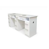 Nouvelle table de manucure haut de gamme moderne et tendance en contreplaqué MDF marbré, couleur personnalisée, OEM/ODM, pour salon de manucure