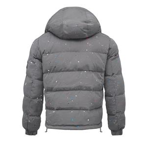 Venta al por mayor de chaqueta PAINT PUFFER personalizable gris invierno con Capucha ajustable Plain Dyed Technics OEM Servicio disponible - Product Image 3