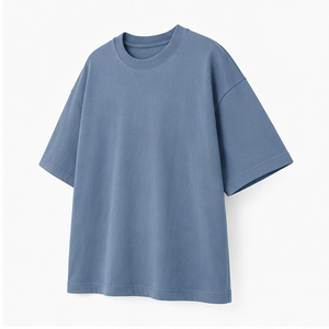Custom Dusty Blue Soft Washed Cotton <b>Mens</b> Oversized Short Sleeve Crew Neck T-Shirt MTS-OVR-0009 - Product Image 3
