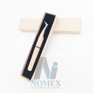 Volume russe pince à cils Nude poudre enduite de diamant poignée en acier inoxydable Durable précision antistatique extrêmement forte - Product Image 1