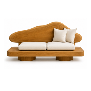 Canapé ARTERRA Premium en teck écologique durable, moderne, trois places, rembourré en mousse, sans accoudoirs, semi-circulaire, pour salon - Product Image 1