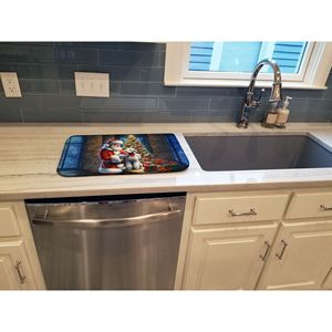 Tappetino Assorbente per Asciugatura Piatti, per Piano Cucina, Motivo Bedlington Terrier e Babbo Natale - Product Image 3