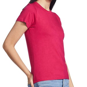 100% Cotton Breathable Women's Solid Color Crew Neck Short Sleeve T-Shirt Casual Jersey Fit Regular Length T Shirts OEM ODM - Product Image 2