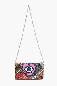 Pochette en coton et perles faite à la main avec broderie, forme rectangulaire, pour les soirées, pour femmes - Product Image 2