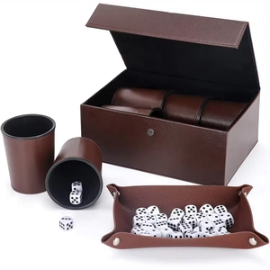 Copa para dados de cuero sintético de primera calidad al por mayor con tapa, forro de fieltro suave, silenciosa, para agitar dados, estuche de almacenamiento para juegos de póker y de mesa - Product Image 4