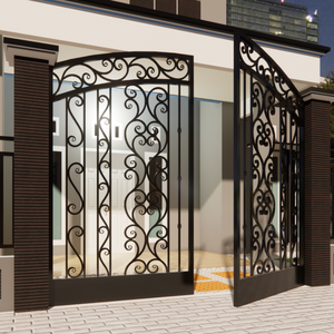 Puerta Principal y Puerta de Jardín Decorativas de Hierro Forjado, Puertas de Entrada de Acero Personalizadas con Elegantes Diseños para Villa y Jardín - Product Image 4