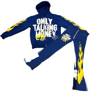 ชุดวอร์มสองชิ้นสำหรับผู้ชายชุดวอร์มแบบมีฮู้ดและชุดวิ่งแบบรูดซิป - Product Image 4