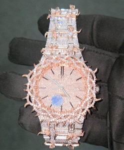 Montre mécanique de luxe en acier inoxydable Miyota avec diamant Moissanite VVS, 16 mm 5 mm, analogique, design antique, hip-hop, luxe, mode - Product Image 1