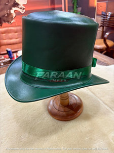 Sombrero de Copa Verde Esmeralda de Cuero con Adorno de Plumas, Corona Alta y Ala Ancha, Estilo Vintage para Hombres y Mujeres, Ideal para Fiestas de Disfraces y Festivales - Product Image 2