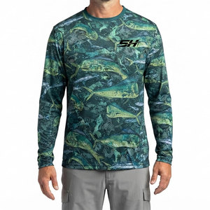 Camisa de Pesca Moderna para Hombre con Estampado de Sublimación Personalizable, Cuello Redondo, Diseño con Patrón de Peces - Product Image 3