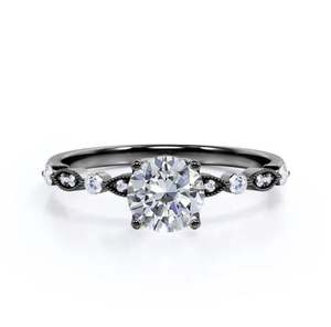 แหวนหมั้นเพชรโมอิสซาไนต์ทรงเหลี่ยม 1.2 กะรัต ดีไซน์พิเศษ ประดับมิลเกรน ชุบทองคำดำ แหวนแต่งงานหรูหราประดับอัญมณี - Product Image 2