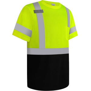 เสื้อยืดทำงานแบบสะท้อนแสงสำหรับผู้ชาย PUFFIN SPORTS OEM ODM สีเหลืองดำ แถบสะท้อนแสง ชุดยูนิฟอร์มนิรภัย ผลิตจากวัสดุโพลีเอสเตอร์ - Product Image 5