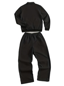Unisex <b>Black</b> <b>Tracksuit</b> Full Sleeve Zipper Closure Solid Color Casual Wear Autumn Season Regular Fit Side Pockets Polyester - Product Image 6
