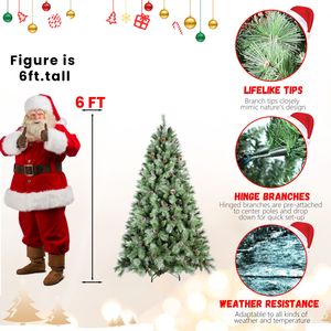 Albero di Natale Artificiale in Abete Innevato da 2,1 m con 988 Punte in PVC e Decorazioni a Pigne - Product Image 3